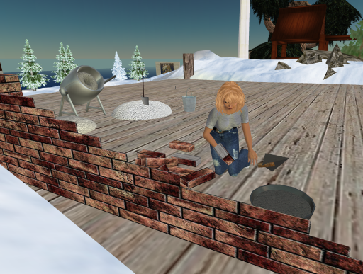 Bricklaying in Second Life on Public Works