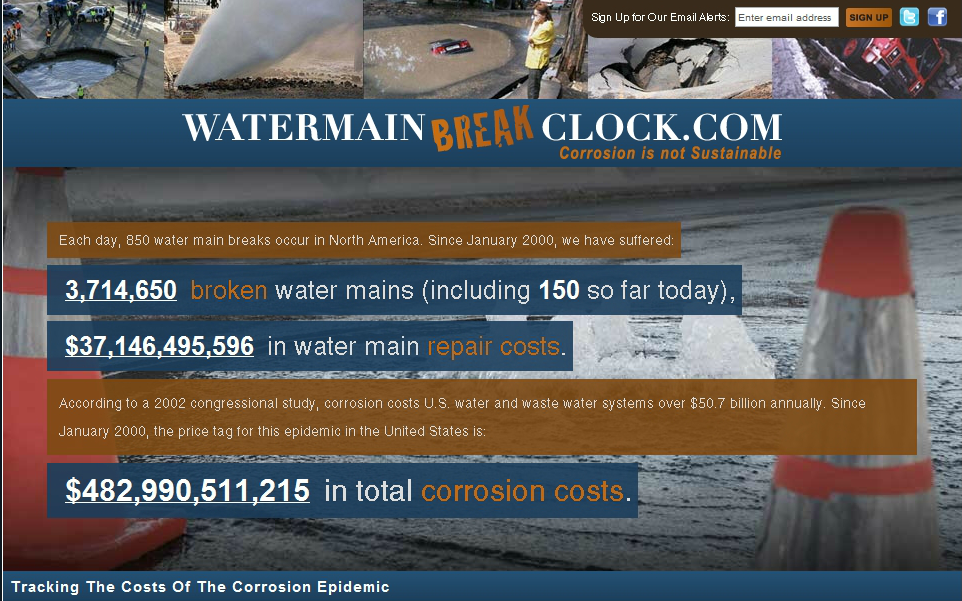 watermainbreakclock.com site