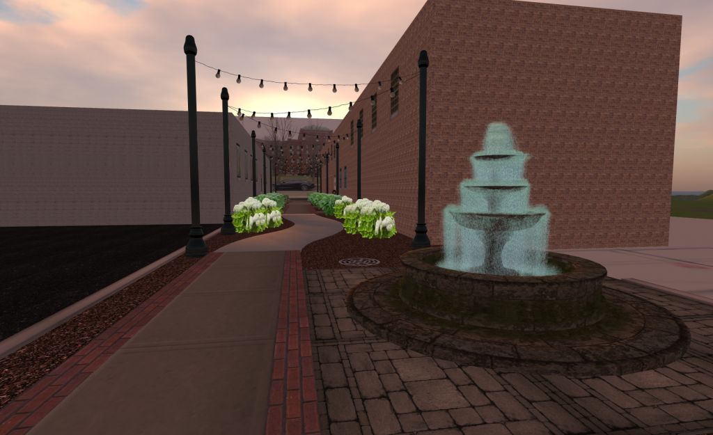 Alley 3D Visualization Looking West at sunset
