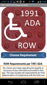 Screenshot from the 1991 ADA ROW Requirement Mobile App
