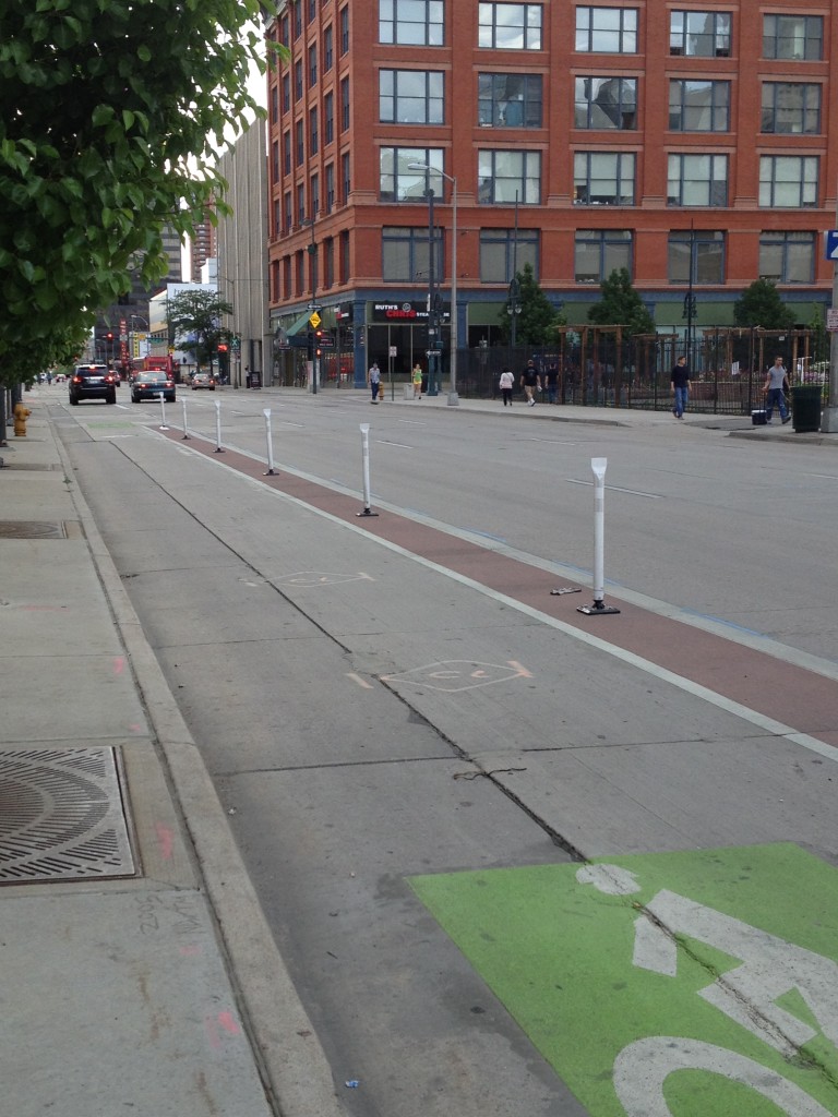 Dedicated bike lane on 15th street in Denver