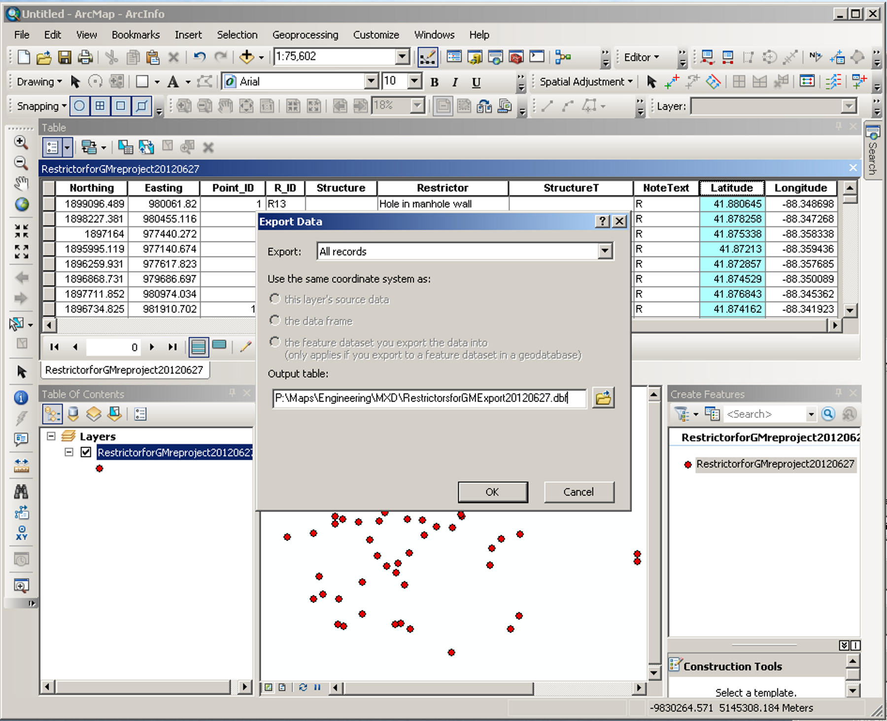 Exporting the attribute table to a database