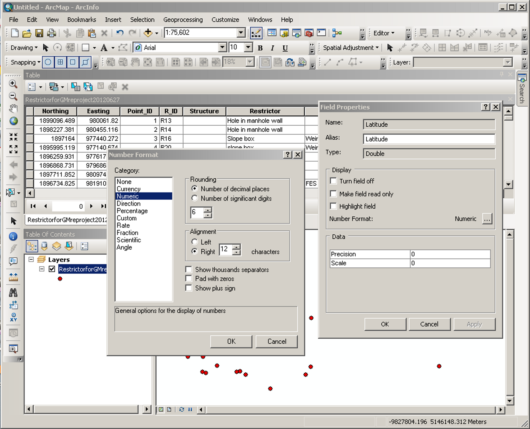 Formatting the latitude and longitude fields